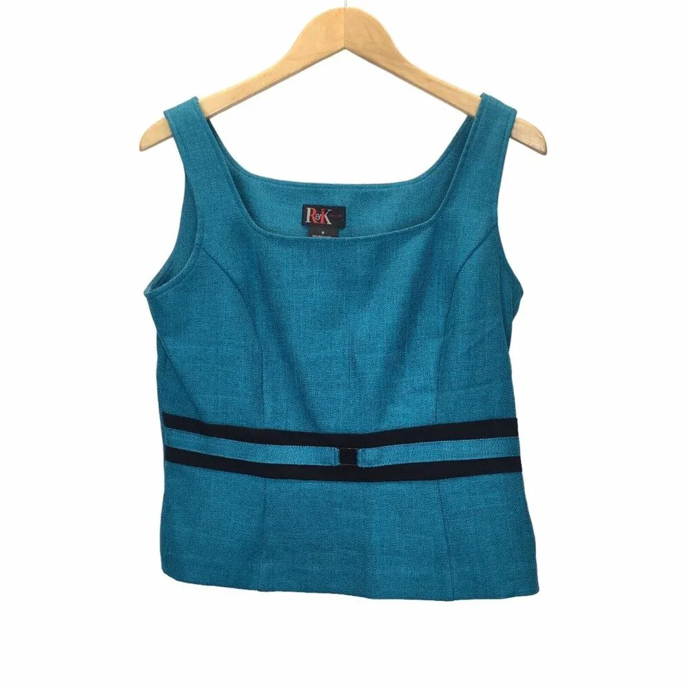 R&K Teal Sleeveless Tank Blouse Women Size 8 Suit Separates - Picture 1 of 8
